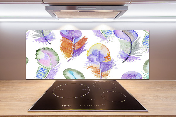 Panel antisalpicaduras Plumas de colores