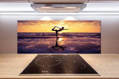 Salpicadero de cocina Yoga en la playa