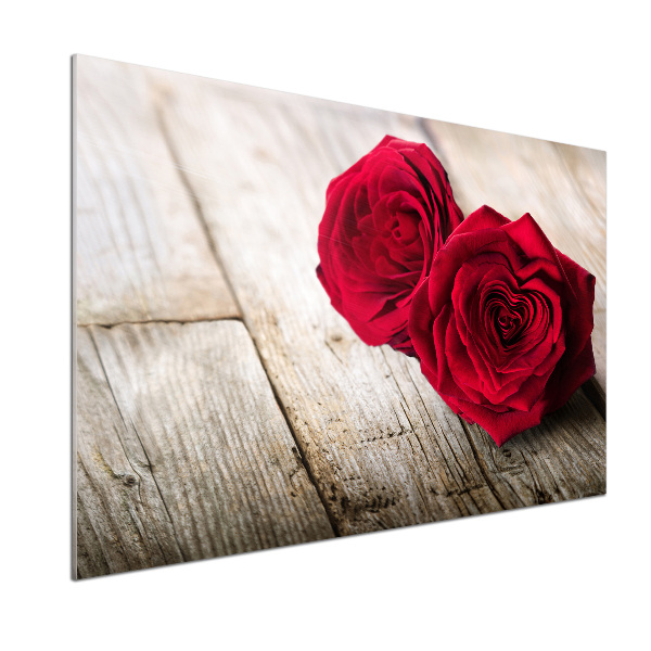 Panel para cocina Rosas sobre madera