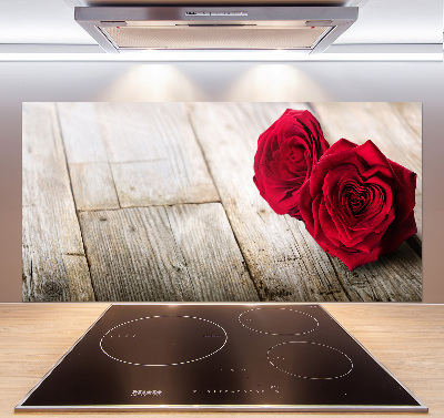 Panel para cocina Rosas sobre madera