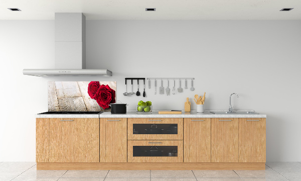 Panel para cocina Rosas sobre madera