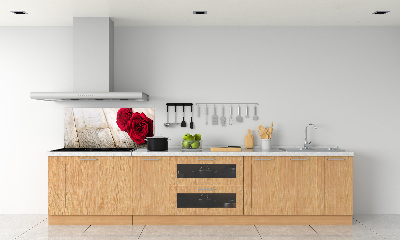 Panel para cocina Rosas sobre madera