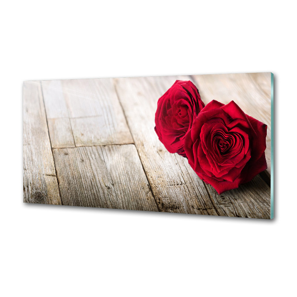 Panel para cocina Rosas sobre madera
