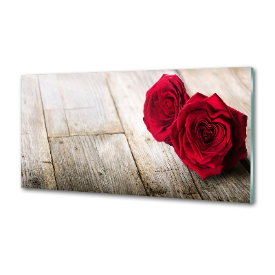 Panel para cocina Rosas sobre madera