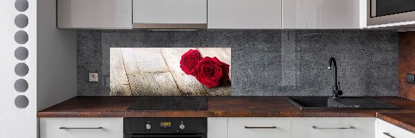 Panel para cocina Rosas sobre madera