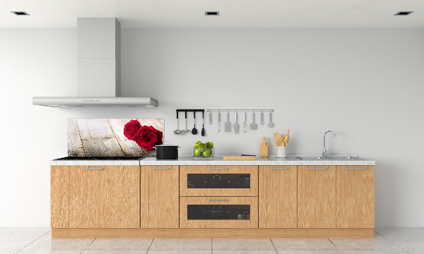 Panel para cocina Rosas sobre madera