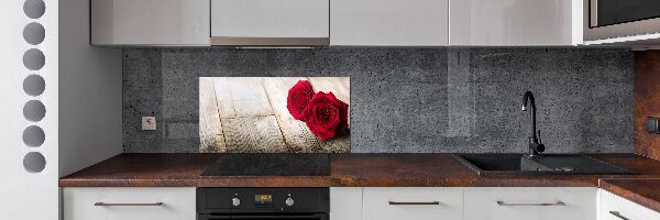 Panel para cocina Rosas sobre madera