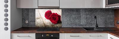 Panel para cocina Rosas sobre madera
