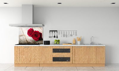 Panel para cocina Rosas sobre madera
