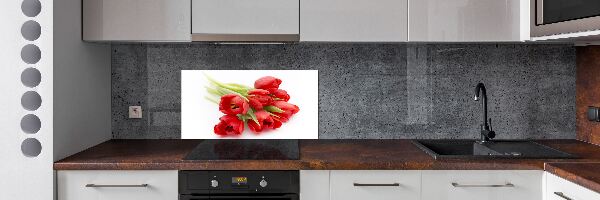 Panel de pared de cocina tulipanes rojos