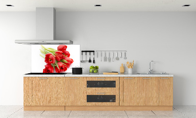 Panel de pared de cocina tulipanes rojos