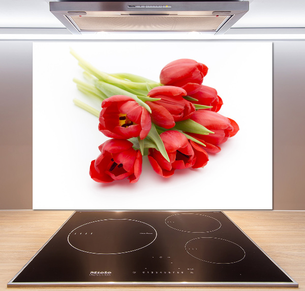 Panel de pared de cocina tulipanes rojos