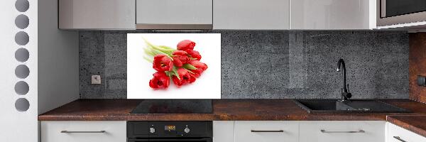 Panel de pared de cocina tulipanes rojos