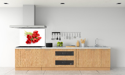 Panel de pared de cocina tulipanes rojos