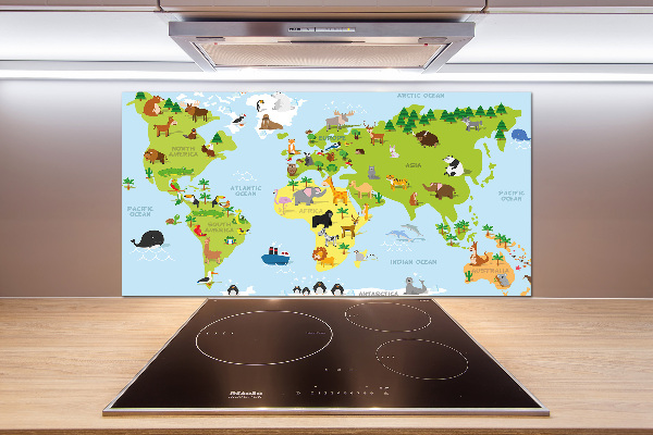 Panel de pared de cocina Mapa de animales