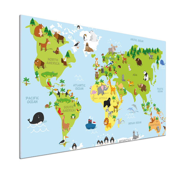 Panel do kuchni Mapa zwierzęta