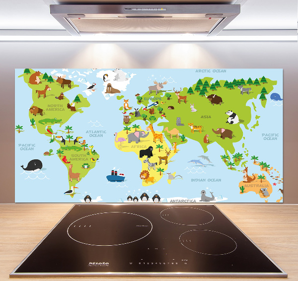 Panel de pared de cocina Mapa de animales