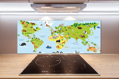 Panel de pared de cocina Mapa de animales