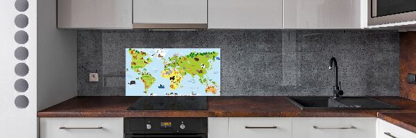 Panel de pared de cocina Mapa de animales