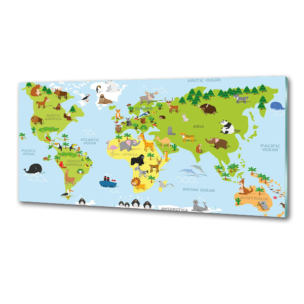 Panel de pared de cocina Mapa de animales