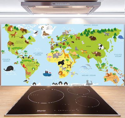 Panel de pared de cocina Mapa de animales