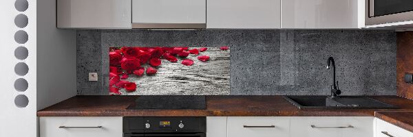 Panel de pared de cocina rosas rojas