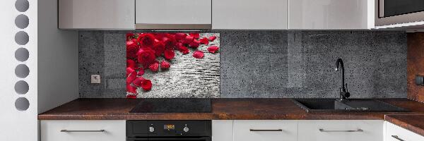 Panel de pared de cocina rosas rojas