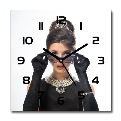 Reloj de pared cuadrado Mujer con gafas