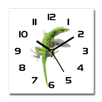 Reloj de pared cuadrado lagarto verde