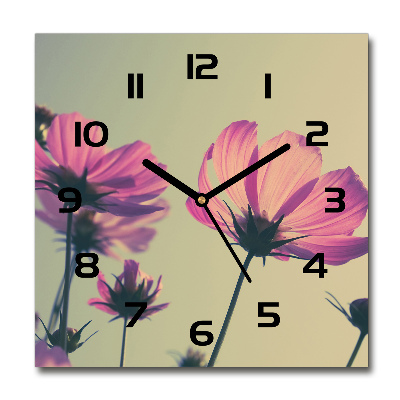 Reloj de pared cuadrado flores rosas
