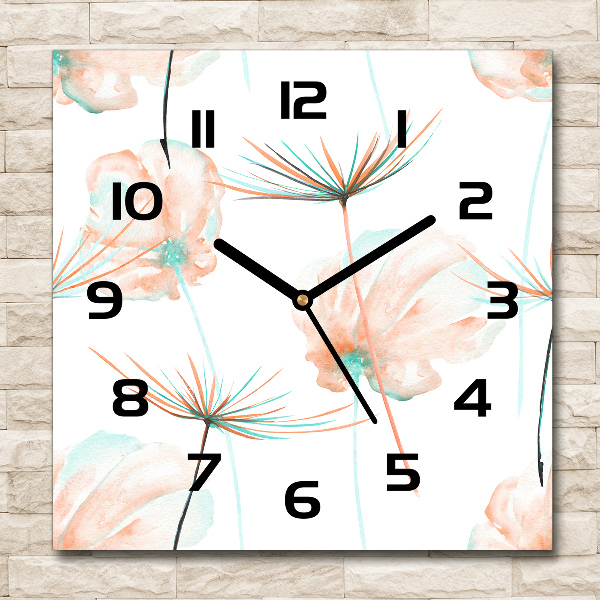 Zegar szklany kwadratowy Mniszek lekarski