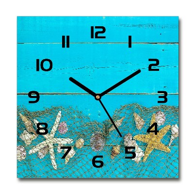Reloj cuadrado Estrellas de mar y conchas