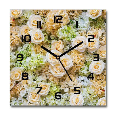 Reloj de pared cuadrado Rosas