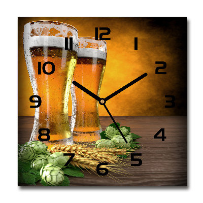 Reloj cuadrado Dos vasos de cerveza
