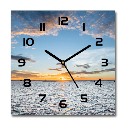 Reloj de pared cuadrado Crepúsculo junto al mar