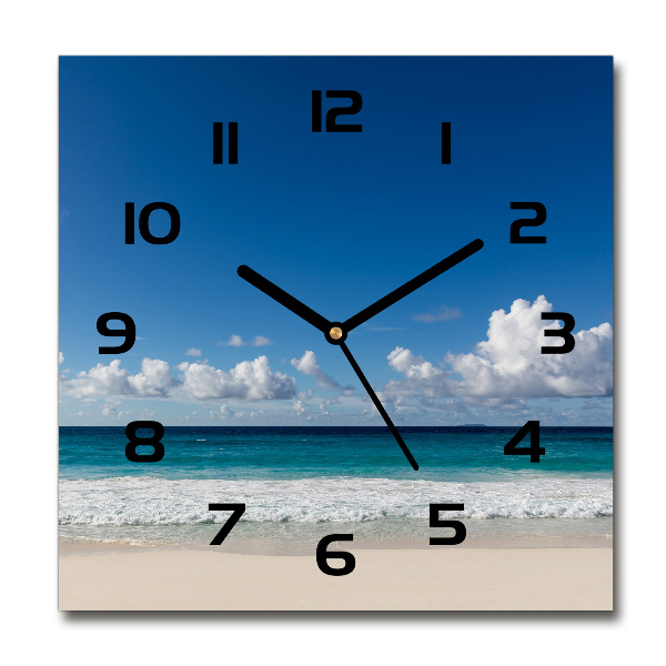Zegar szklany kwadratowy Plaża Seszele