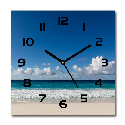 Reloj de pared cuadrado Playa de Seychelles