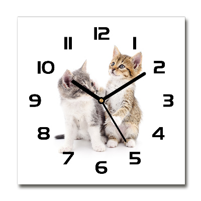 Reloj cuadrado Dos pequeños gatos