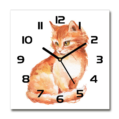 Reloj de pared cuadrado Gato pelirrojo