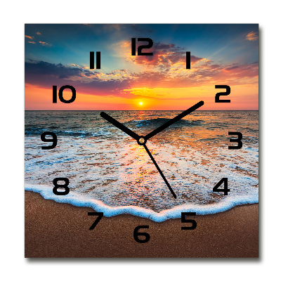 Reloj cuadrado Puesta de sol sobre el mar