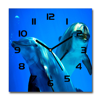 Reloj cuadrado Dos delfines