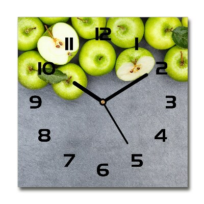 Reloj cuadrado manzanas verdes