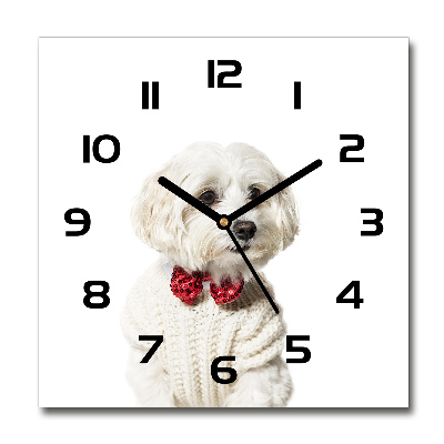 Reloj de pared cuadrado Maltés con pajarita