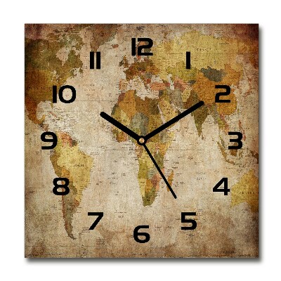 Reloj de pared cuadrado Mapa político