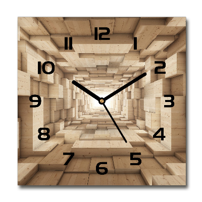 Reloj de pared cuadrado Túnel de madera