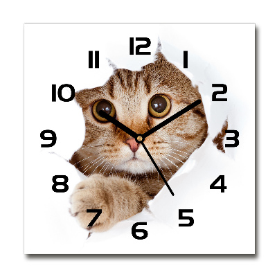 Reloj de pared cuadrado Gato