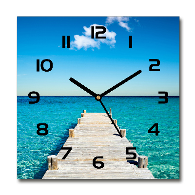 Reloj de pared cuadrado Muelle de madera