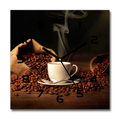 Reloj de pared cuadrado Café en una taza