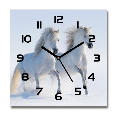 Reloj cuadrado Dos caballos en la nieve