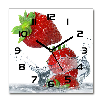 Reloj de pared cuadrado Fresas y agua